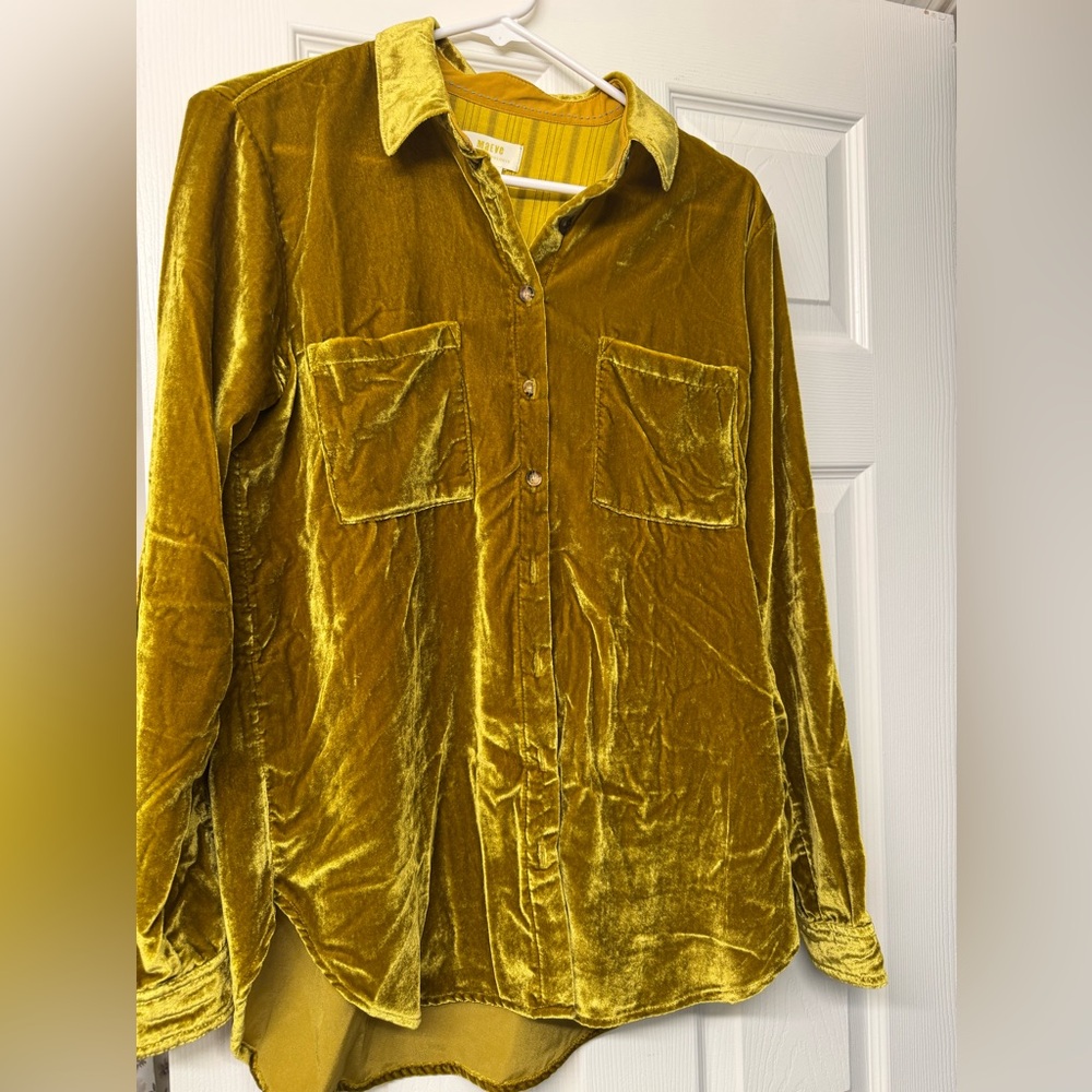 Anthropologie Women's Yellow and Gold Blouse